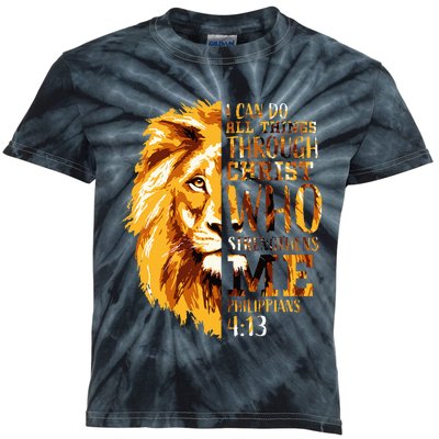 Philippians 413 Christian Bible Verse Gift Lion Husband Kids Tie-Dye T-Shirt