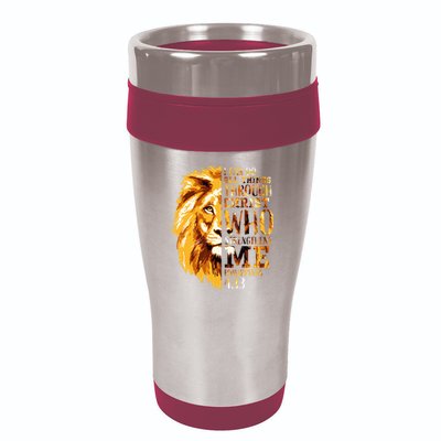 Philippians 413 Christian Bible Verse Gift Lion Husband 16oz Travel Tumbler