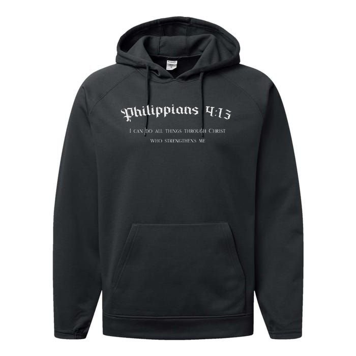 Philippians 413 Christian Bible Verse Religious Back Design Performance Fleece Hoodie