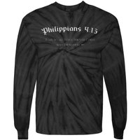 Philippians 413 Christian Bible Verse Religious Back Design Tie-Dye Long Sleeve Shirt