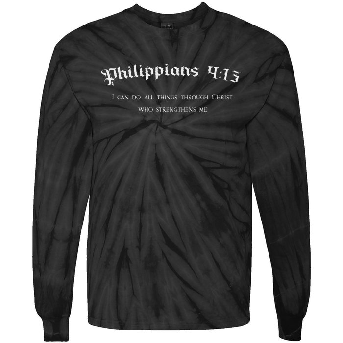 Philippians 413 Christian Bible Verse Religious Back Design Tie-Dye Long Sleeve Shirt