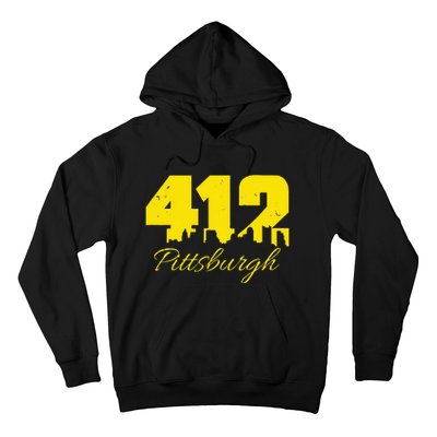 Pittsburgh 412 City Skyline Yellow Pittsburgh Hoodie