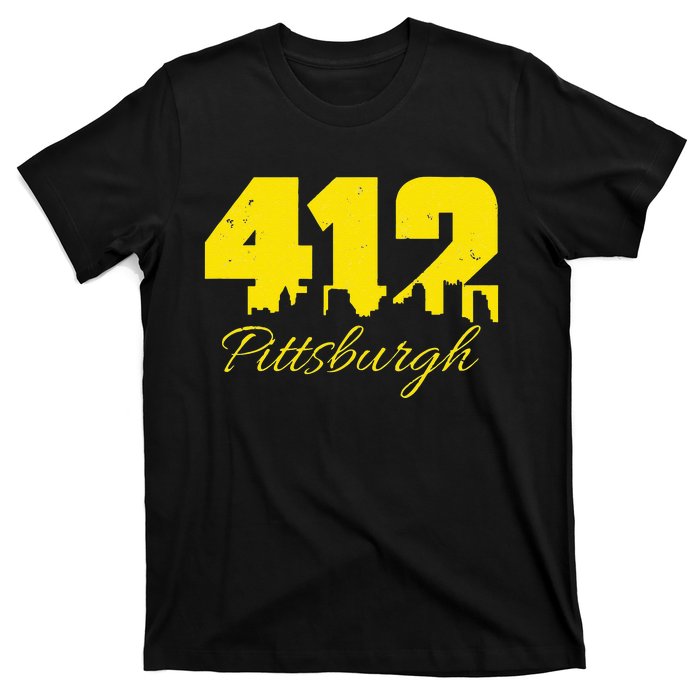 Pittsburgh 412 City Skyline Yellow Pittsburgh T-Shirt