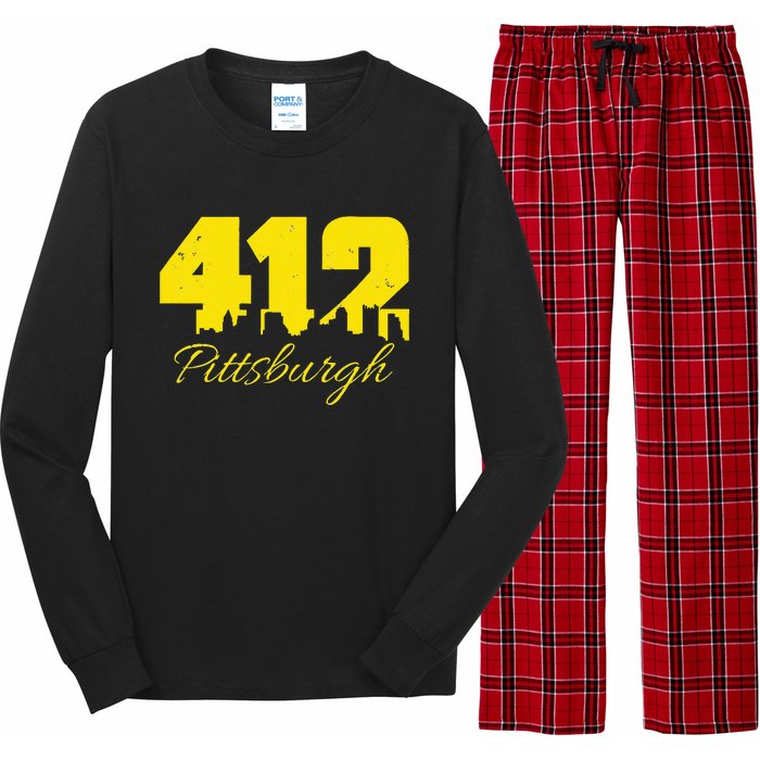 Pittsburgh 412 City Skyline Yellow Pittsburgh Long Sleeve Pajama Set