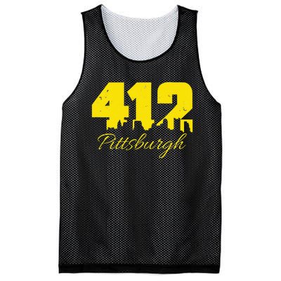 Pittsburgh 412 City Skyline Yellow Pittsburgh Mesh Reversible Basketball Jersey Tank