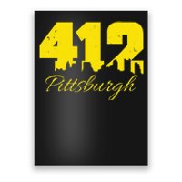 Pittsburgh 412 City Skyline Yellow Pittsburgh Poster