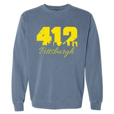 Pittsburgh 412 City Skyline Yellow Pittsburgh Garment-Dyed Sweatshirt