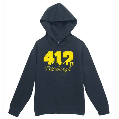 Pittsburgh 412 City Skyline Yellow Pittsburgh Urban Pullover Hoodie