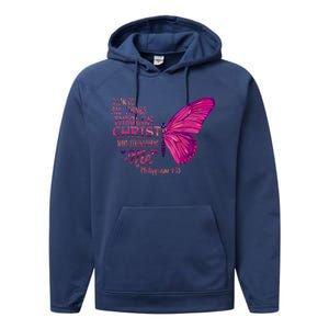 Philippians 4gift13 Christian Bible Verse Gift Butterfly Christ Funny Gift Performance Fleece Hoodie