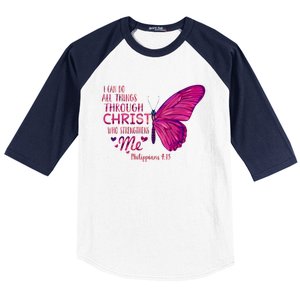 Philippians 4gift13 Christian Bible Verse Gift Butterfly Christ Funny Gift Baseball Sleeve Shirt