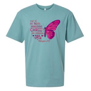 Philippians 4gift13 Christian Bible Verse Gift Butterfly Christ Funny Gift Sueded Cloud Jersey T-Shirt