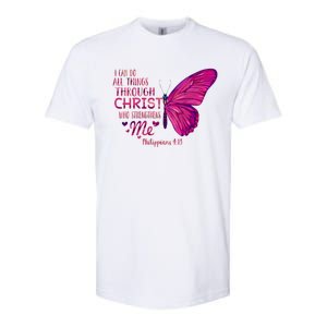 Philippians 4gift13 Christian Bible Verse Gift Butterfly Christ Funny Gift Softstyle CVC T-Shirt