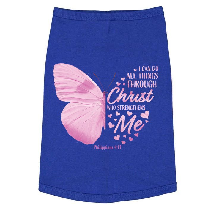 Philippians 4:13 Christian Bible Verse Funny Gift Butterfly Gift Doggie Tank