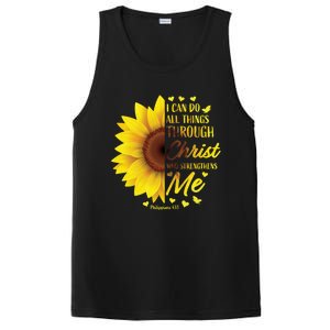 Philippians 4:13 Christian Bible Verse Funny Gift Sunflower Gift PosiCharge Competitor Tank