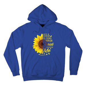 Philippians 4:13 Christian Bible Verse Funny Gift Sunflower Gift Hoodie