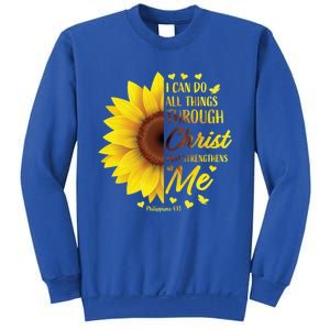 Philippians 4:13 Christian Bible Verse Funny Gift Sunflower Gift Sweatshirt