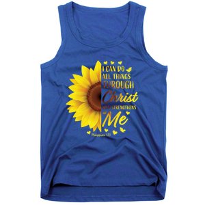 Philippians 4:13 Christian Bible Verse Funny Gift Sunflower Gift Tank Top