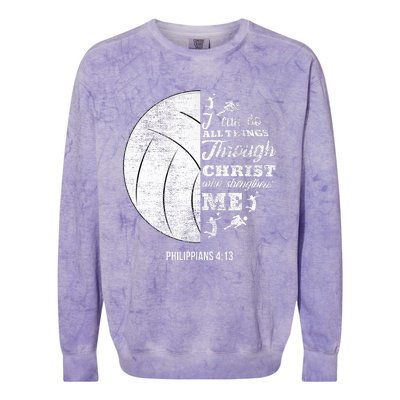 Philippians 413 Christian Volleyball Player Bible Verse Colorblast Crewneck Sweatshirt