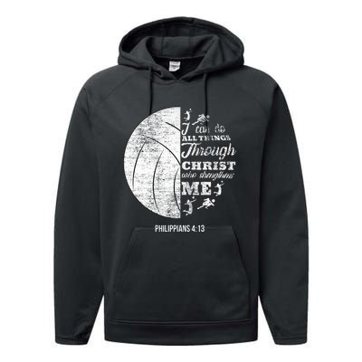 Philippians 413 Christian Volleyball Player Bible Verse Performance Fleece Hoodie