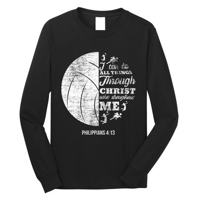 Philippians 413 Christian Volleyball Player Bible Verse Long Sleeve Shirt