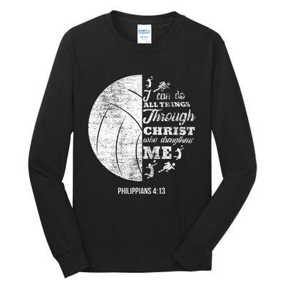 Philippians 413 Christian Volleyball Player Bible Verse Tall Long Sleeve T-Shirt