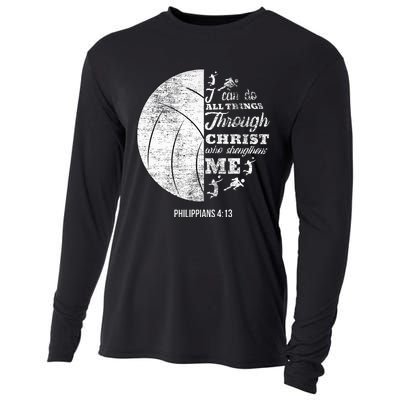 Philippians 413 Christian Volleyball Player Bible Verse Cooling Performance Long Sleeve Crew