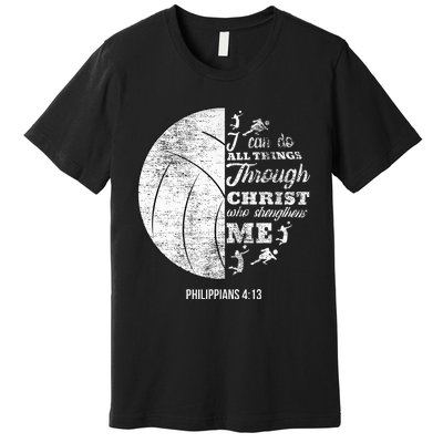 Philippians 413 Christian Volleyball Player Bible Verse Premium T-Shirt