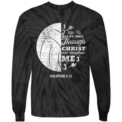 Philippians 413 Christian Volleyball Player Bible Verse Tie-Dye Long Sleeve Shirt