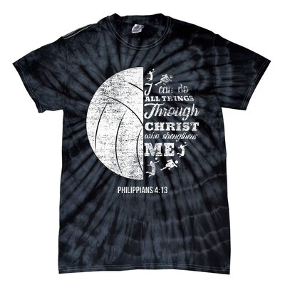 Philippians 413 Christian Volleyball Player Bible Verse Tie-Dye T-Shirt