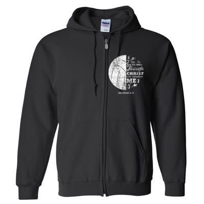 Philippians 413 Christian Volleyball Player Bible Verse Full Zip Hoodie