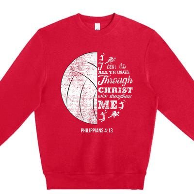 Philippians 413 Christian Volleyball Player Bible Verse Premium Crewneck Sweatshirt