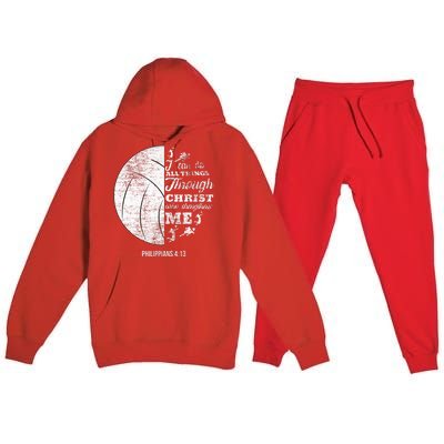 Philippians 413 Christian Volleyball Player Bible Verse Premium Hooded Sweatsuit Set