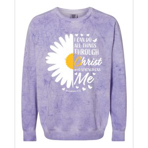 Philippians 4:13 Christian Flower Religious Gift Bible Verse Gift Colorblast Crewneck Sweatshirt