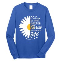 Philippians 4:13 Christian Flower Religious Gift Bible Verse Gift Long Sleeve Shirt