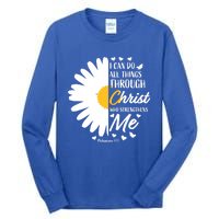 Philippians 4:13 Christian Flower Religious Gift Bible Verse Gift Tall Long Sleeve T-Shirt