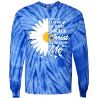 Philippians 4:13 Christian Flower Religious Gift Bible Verse Gift Tie-Dye Long Sleeve Shirt