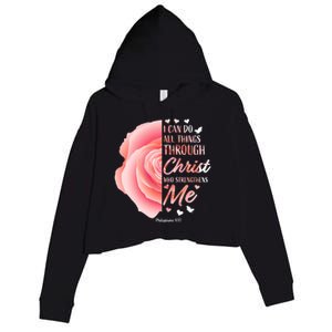 Philippians 413 Christian Bible Verse Religious Gifts Women Crop Fleece Hoodie