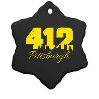 Pittsburgh 412 City Skyline Yellow Pittsburgh Ceramic Star Ornament