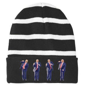 Potus 45 Dance Trump Dance Save America  Trump 45/47 Striped Beanie with Solid Band