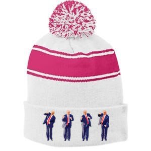 Potus 45 Dance Trump Dance Save America Trump Stripe Pom Pom Beanie