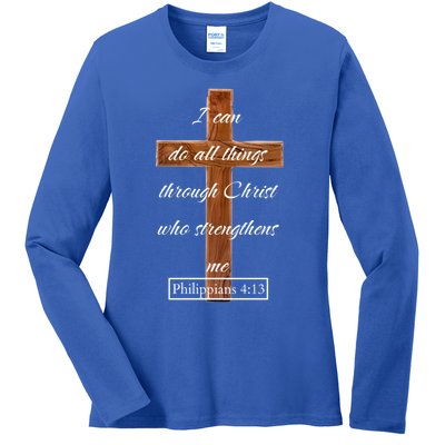 Philippians 4:13 I Can Do All Things Through Jesus Christ Gift Ladies Long Sleeve Shirt