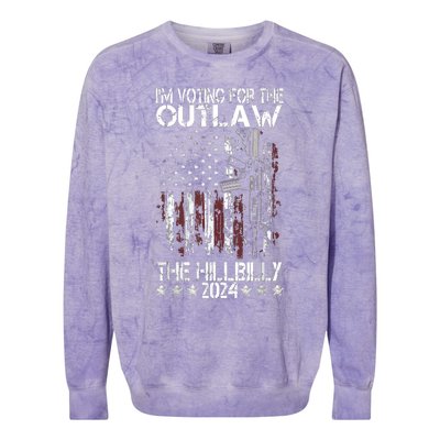 Pro 45 IM Voting For The Outlaw And The Hillbilly 2024 Colorblast Crewneck Sweatshirt