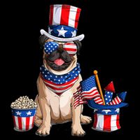 Pug 4th July American Flag Independence Day T 7-Panel Snapback Hat