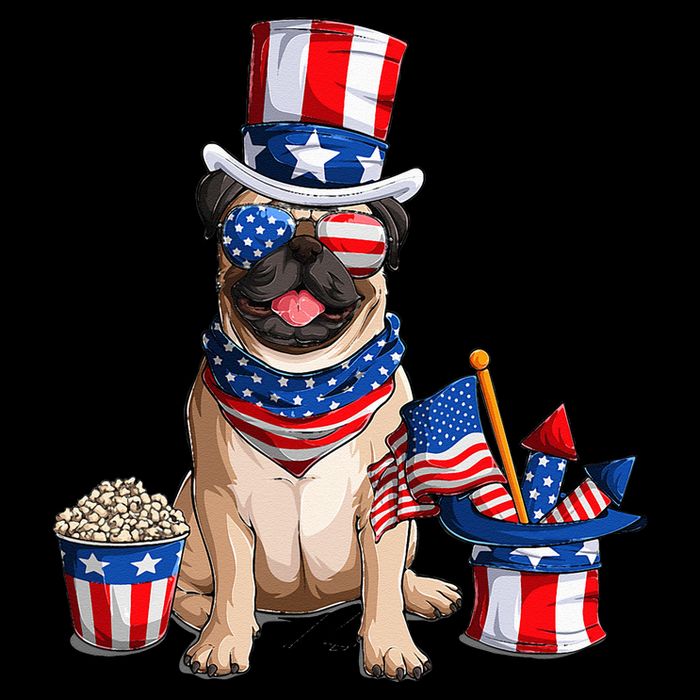 Pug 4th July American Flag Independence Day T 7-Panel Snapback Hat