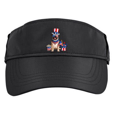 Pug 4th July American Flag Independence Day T Adult Drive Performance Visor