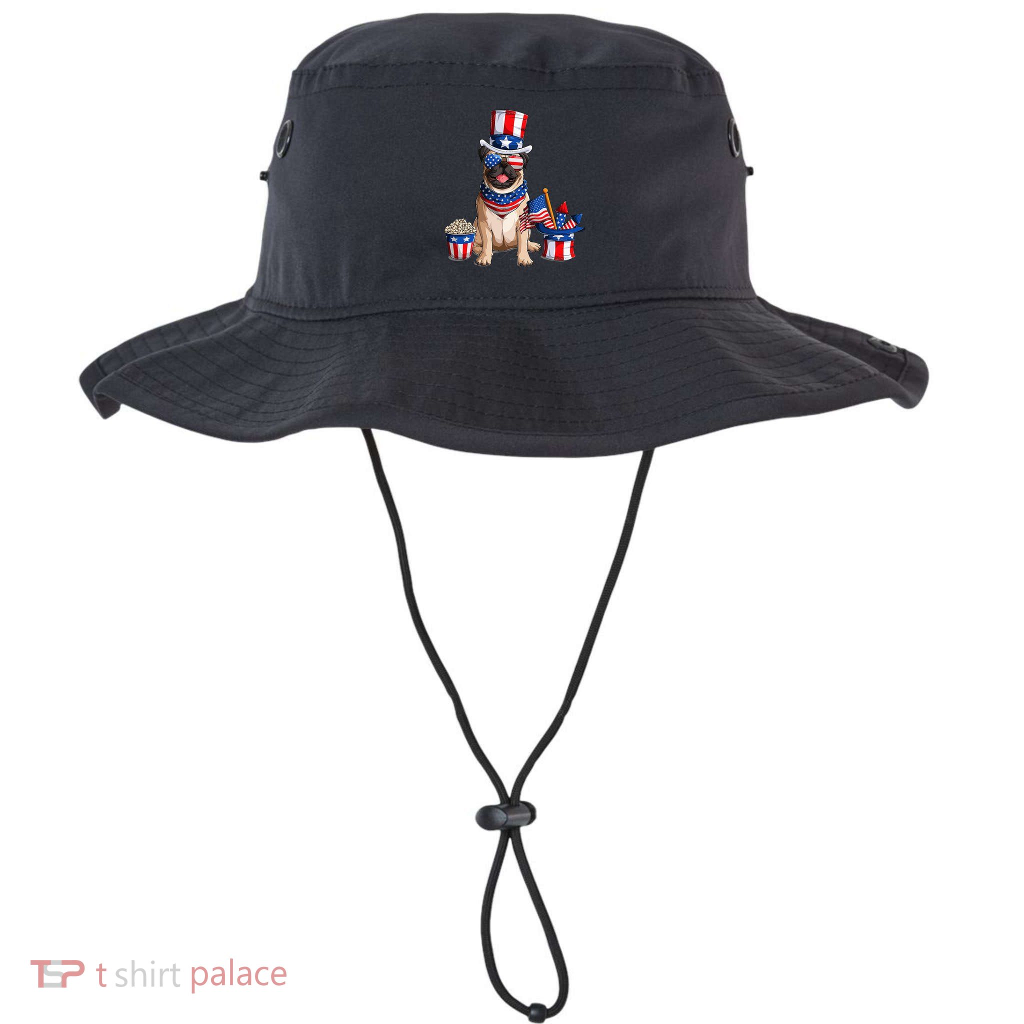 Pug 4th July American Flag Independence Day T Bucket Hat