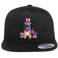 Pug 4th July American Flag Independence Day T Flat Bill Trucker Hat