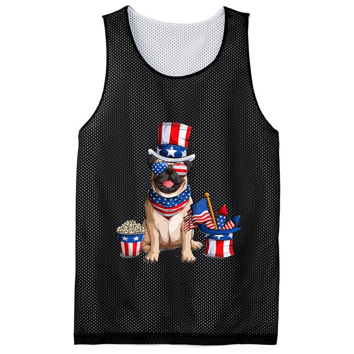 Pug 4th July American Flag Independence Day T Mesh Reversible Basketball Jersey Tank