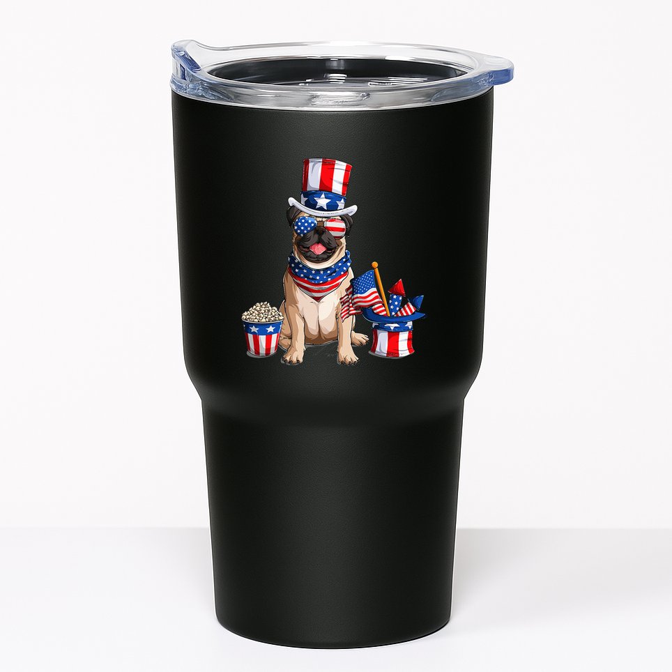 Pug 4th July American Flag Independence Day T Tumbler