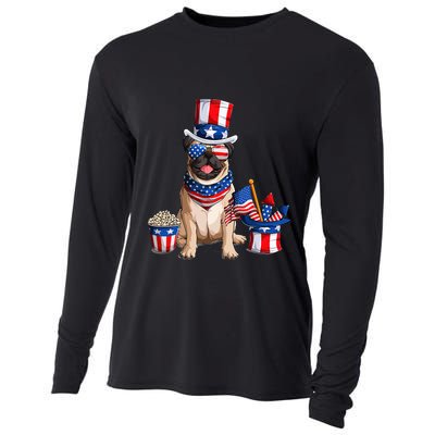Pug 4th July American Flag Independence Day T Cooling Performance Long Sleeve Crew